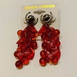 *B3G1 Dangle Earrings post Silver Red leaves Fall Leaf new Carded NWT BBN‎